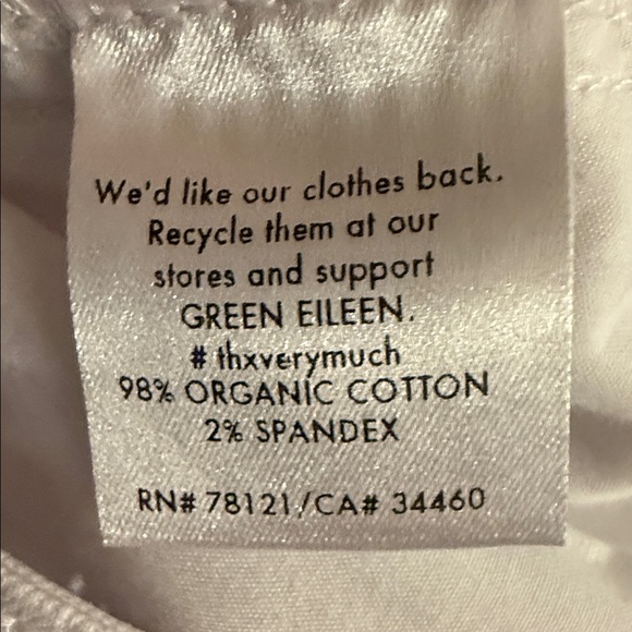 EILEEN FISHER Women’s WHITE JEANS Stretch size 14 organic cotton USA - Picture 5 of 8